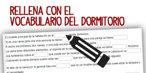Ejercicio español rellenar frases vocabulario dormitorio en español